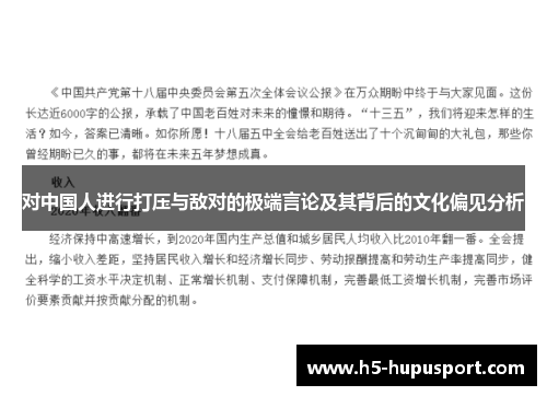 对中国人进行打压与敌对的极端言论及其背后的文化偏见分析